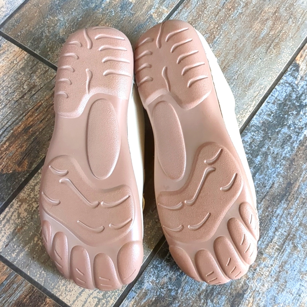 Fanan Fantastic Flowers Faux Leather Boho Loafer Sz 8, Ballet Flats Creamy White - Picture 4 of 6